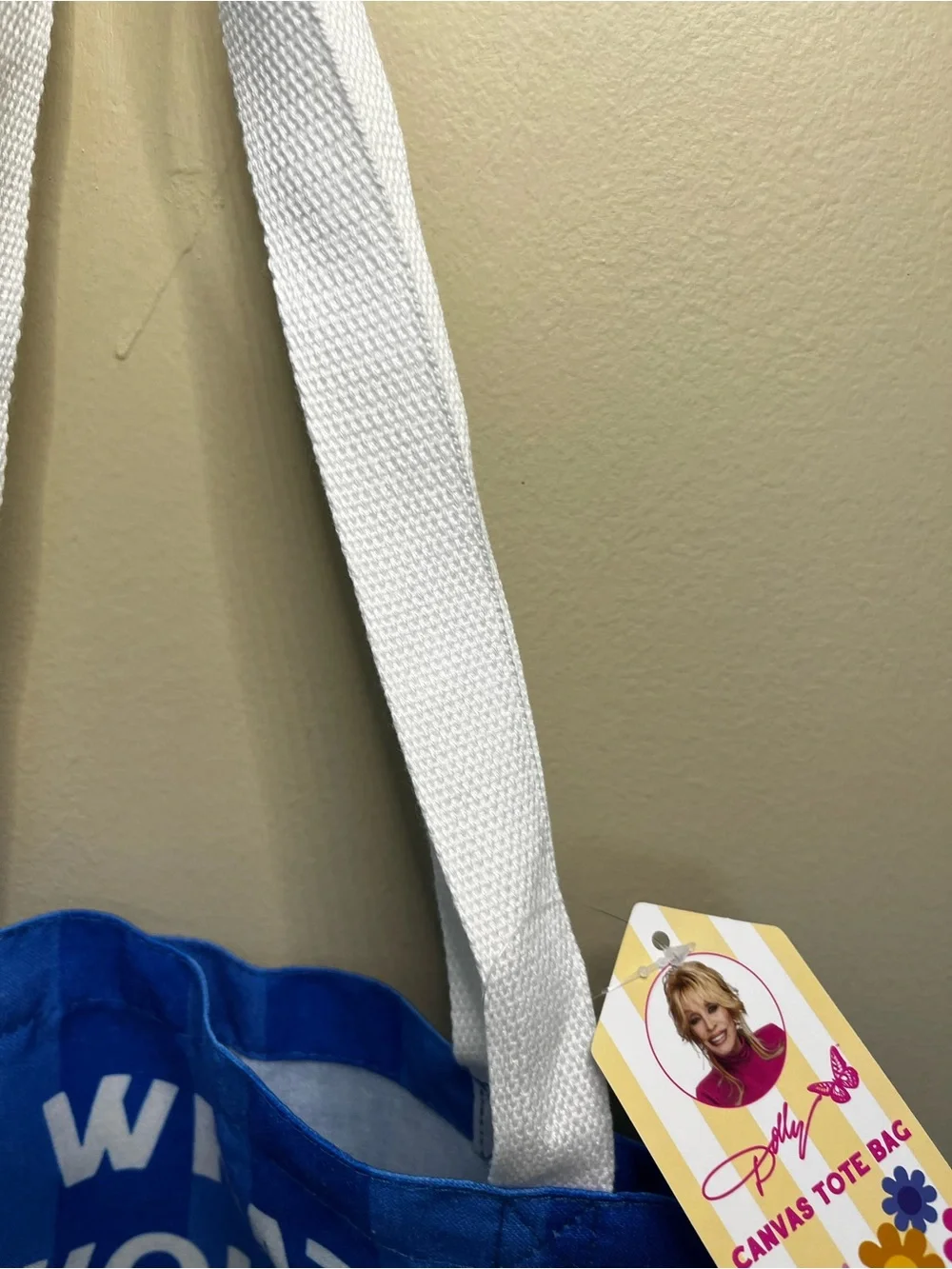 Dolly Parton What Would Dolly Do? Blue Stripe Tote Vinyl Tablecloth Pot Holders